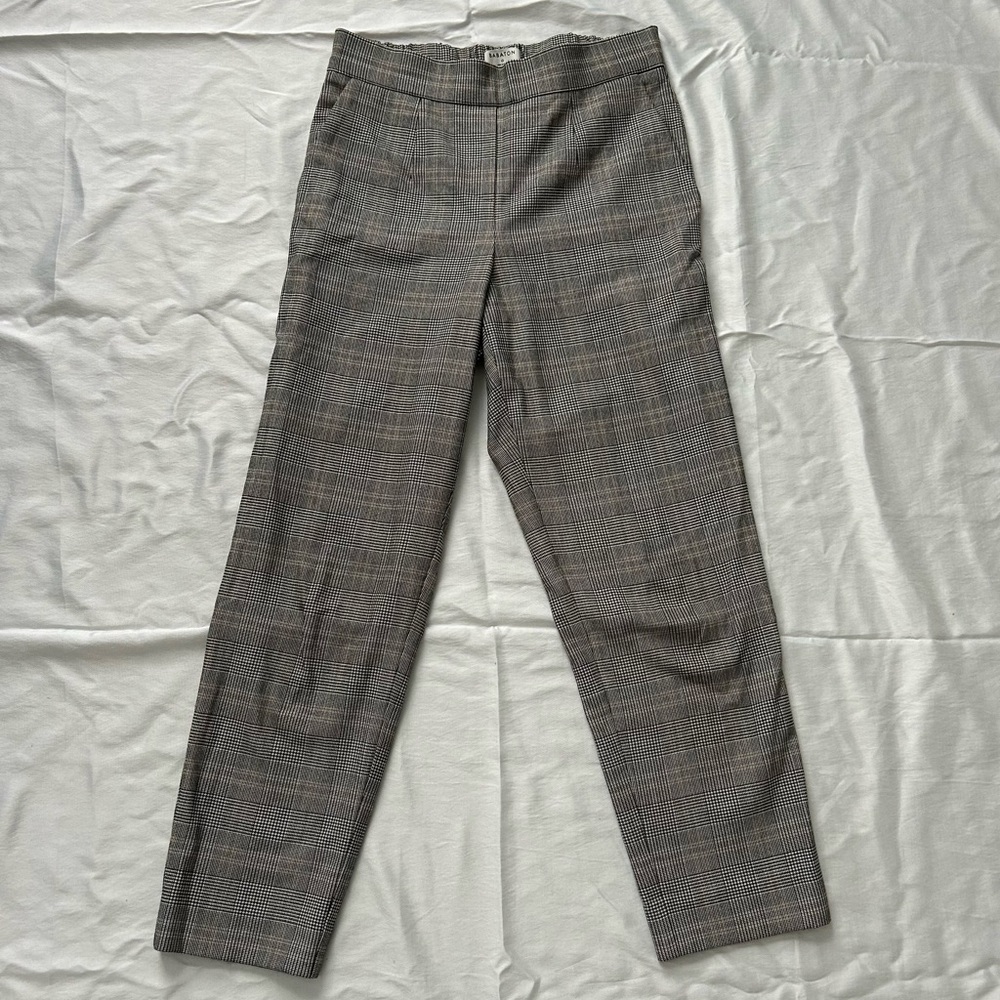 Babaton Conan Cropped Pants in Gray Plaid Lg Glencheck Bl/Wt, Size 0